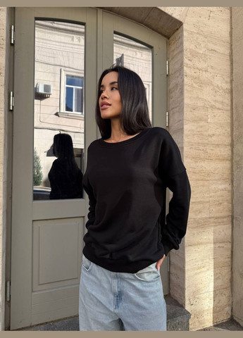 Чорний світшот жіночій Україна однотонний без декору (345120124)