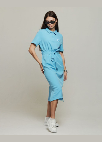 Голубое кэжуал платье женское с воротником голубое Raw
