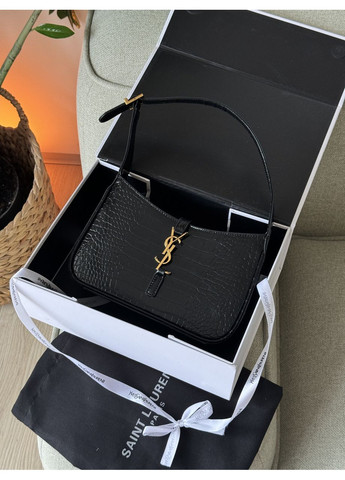 Сумка жіноча Hobo Le 5 A 7 in Crocodile-Embossed Shiny Leather in Black No Brand (362044575)