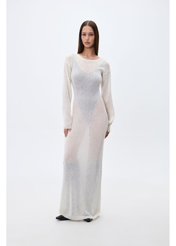 Молочное платье макси вязаное m-l молочный 2114 Papaya