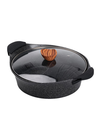 Алюмінієва каструля Ø 30 см 2-ступінчасте мармурове антипригарне покриття Чорний MGC (356460636)