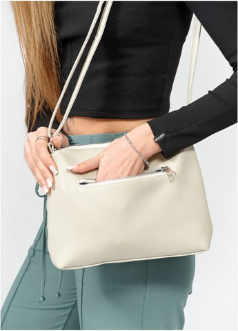 Сумка через плечо из экокожи женская кросс-боди Rose MRN Серый Черный Sambag (302007387)