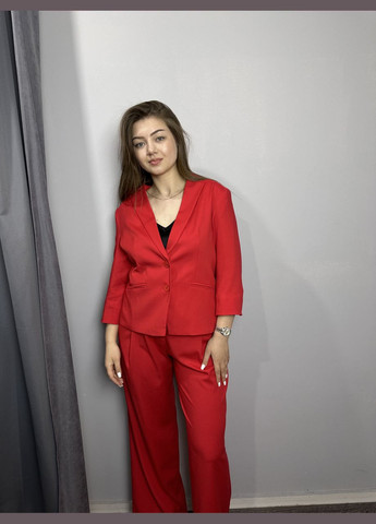 Женский костюм красный с брюками Фелон MKSN2351/23-04 44 Modna KAZKA (291762294)