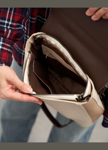 Жіночий рюкзак з екошкіри з двома відділеннями на блискавці бежевий «Клоді» WeLassie (307286841)