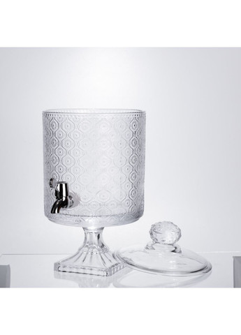 Лимонадниця з краном на підставці скляна 4.5 л лимонадник 39 см прозорий HP-19-3045-7 Yiwu (369446726)