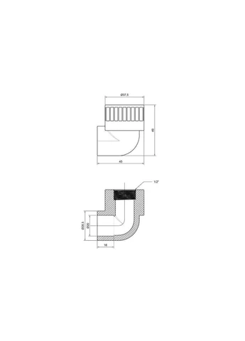 Кут 1/2" 90° d=20мм поліпропіленовий 1/2"В для поліпроп. труб (DSE2015) Thermo Alliance (365736546)