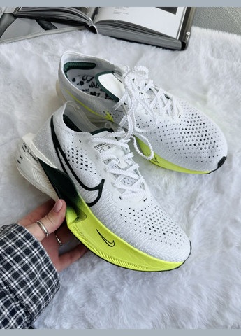 Кросівки жіночі і чоловічі Nike Air ZoomX VaporFly 3 White Green | Найк Аір Зум ВапорФлай 3 білі зелені No Brand білі демісезони (340402018)