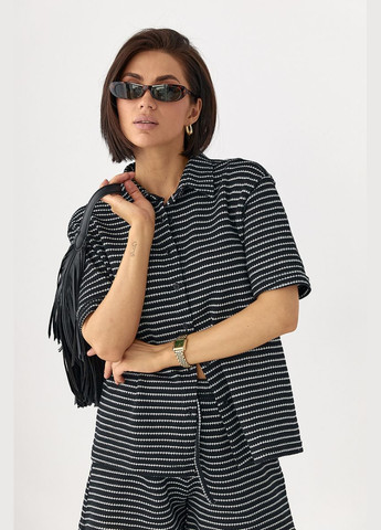 Вязаный костюм в полоску с рубашкой и шортами Lurex Костюм-двойка (334016734)