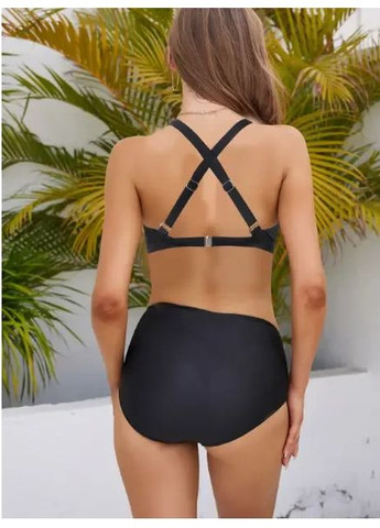 Чорний літній роздільний жіночий купальник із чашками великих розмірів. роздільний купальник, пекла купальник на замоч 2xl China