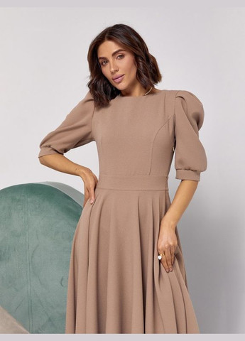 Бежева сукня 14527 бежева ISSA PLUS однотонна
