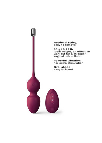 Вагінальні кульки LOVE BALLS PLUM, вібрації та рухи внутрішньої кульки, пульт ДК Dorcel (371389625)