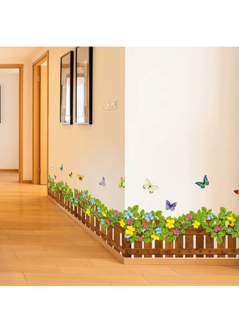 Інтер'єрна наклейка на стіну Паркан із квітами вінілова декоративна 132 см China (366890774)