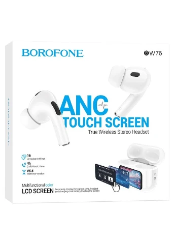 Бездротові навушники TWS, touch screen, ANC, Champagne White Borofone BW76 Brocade (388345303)