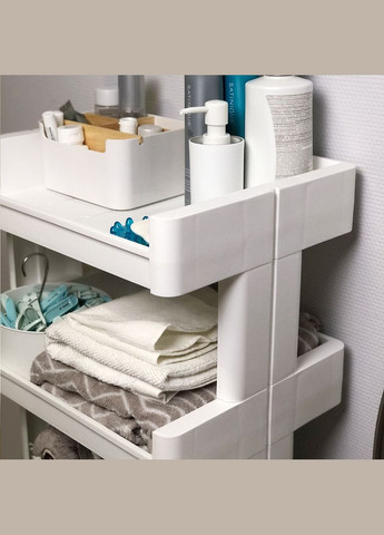 Етажерка 4-ярусна на коліщатках MVM FH-04 пластикова Біла (FH-04 WHITE) МВМ (365280918)