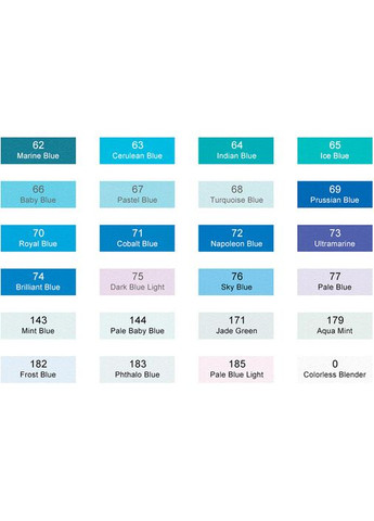 Спиртові маркери Alp ASM-02BU 24 кольори Сині відтінки (LC302215) Arrtx (323113334)