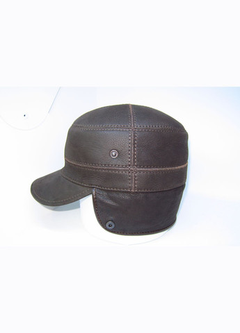 Мужская зимняя шапка из натуральной кожи коричневая на натуральном мехе DAVANI 00490 No Brand кепка немка (315702924)