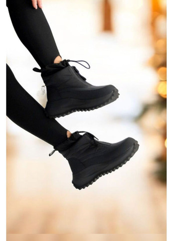 Жіночі зимові термодутики чорні на хутрі водонепроникні для снігу та морозу MD Дутики (369719500)