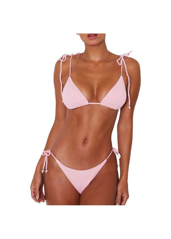 Розовый летний женский купальник бикини раздельный в рубчик m(s/m) l(m/l)(42 44 46 48) розовый No Brand