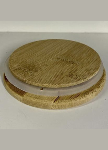 Ємність для сипких продуктів скляна кругла з бамбуковою кришкою 15 см No Brand (328905623)