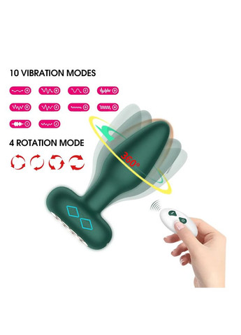 Анальна пробка Vibrotating Plug з вібрацією та обертанням з дистанційним керуванням 3,3 см анальний вібратор (10 швидкостей) Focus (303911084)