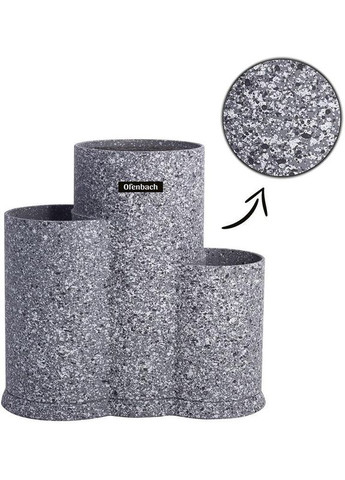 Подставка-бревно Grey Marble для кухонных ножей 23х13х22см, тройная круглая Ofenbach (330020491)