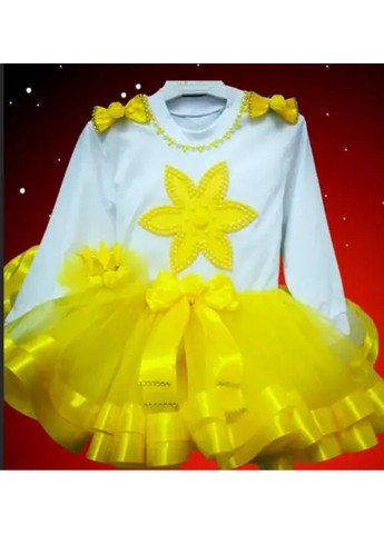 Білий святковий костюм для дівчинки "квіточка" - реглан, спідничка та обруч спідничний No Brand