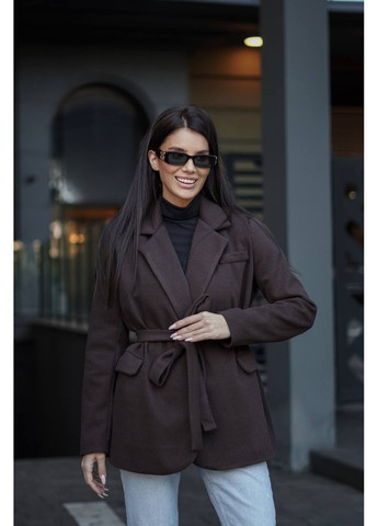 Коричневый женский женский пиджак-пальто Гермес однотонный - всесезон