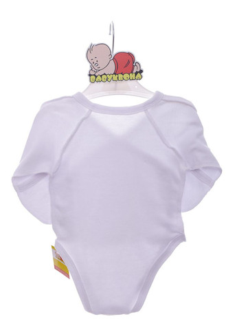 Боди с длинным рукавом с царапками белое интерлок на кнопке белый 68 см (39704) BABYKROHA (297200335)