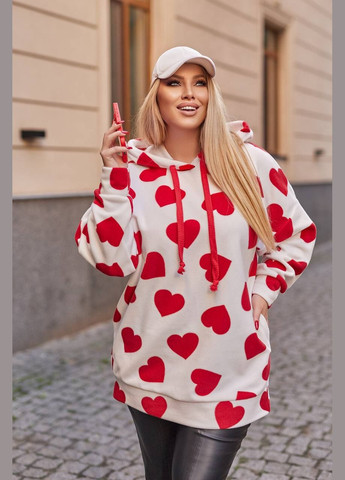 Жіноче худі оверсайз принт червоне серце New Trend (304990728)