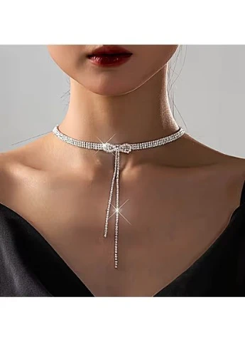 Стильное чокер колье Бантик в стразах No Brand (393983925)