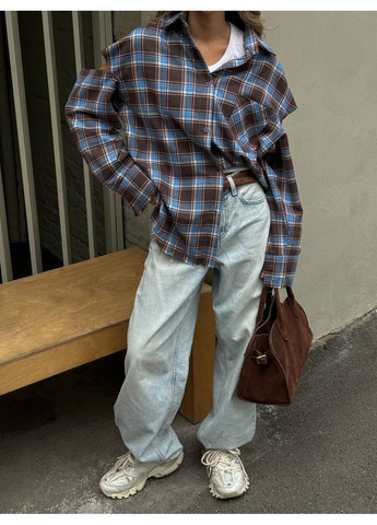 Коричневая повседневный рубашка Україна с длинным рукавом