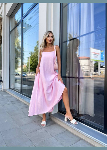 Летний женский модный женский летний сарафан из льна Україна однотонный