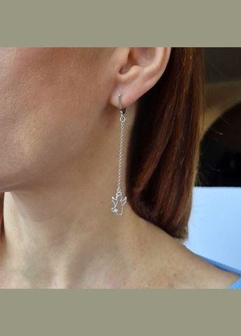 Срібні сережки з підвіскою Янголятко срібло 925 проби Родоване 5026р 2.80г No Brand (315359655)