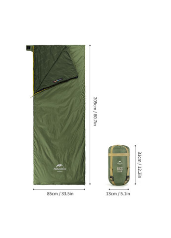 Спальний мішок LW180 Mini NH21MSD04, лівий, XL, темно-зелений (A-034514) Naturehike (363189753)