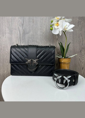 Подарочный набор женская сумочка клатч с птичками Пинко + женский кожаный ремень Pinko 2 в 1 комплект No Brand (334730505)