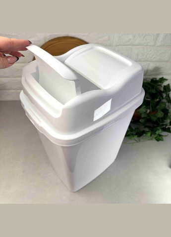 Відро для сміття 18 л з відкидною кришкою Біле 09713-2 Dunya (307829089)