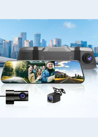 Автомобільний відеореєстратор дзеркало сенсорний екран 9,6 дюймів Full HD 1080P реєстратор 3 КАМЕРИ чорний Micro 1056plus (329442898)