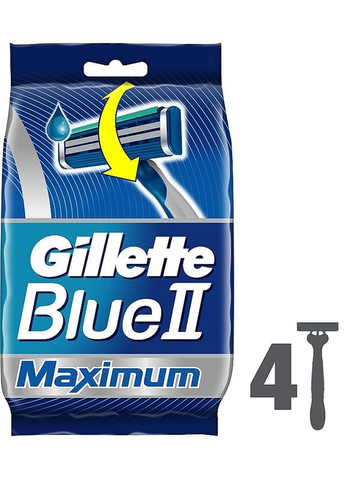 Набор одноразовых бритвенных станков, 4шт Blue II Maximum 4шт (2-930388) Gillette (369795806)