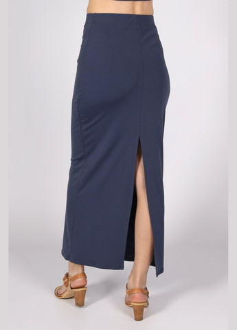 Темно-серая офисная юбка по щиколотку длинная женская трикотажная с разрезом сзади, однотонная. No Brand