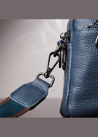 Сумка через плечо женская с карманами кожаная 22600 Синяя Vintage (302007911)