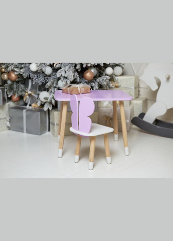 Дитячий прямокутний стіл і стільчик метелик із білим сидінням. Столик фіолетовий дитячий No Brand (361259109)