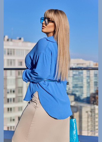 Голубой повседневный рубашка popluzhnaya с длинным рукавом