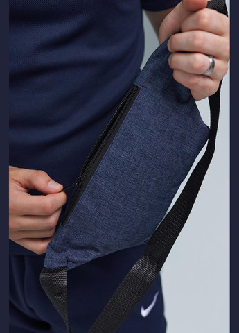 Поясные сумки бананка унисекс спортивная сумка на пояс барыжка стильная синий меланж, черное лого накатка No Brand (338859936)