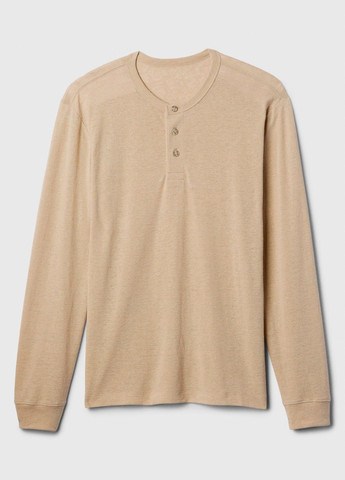 Бежевая футболка мужская henley wicker/бежева с длинным рукавом с длинным рукавом Gap