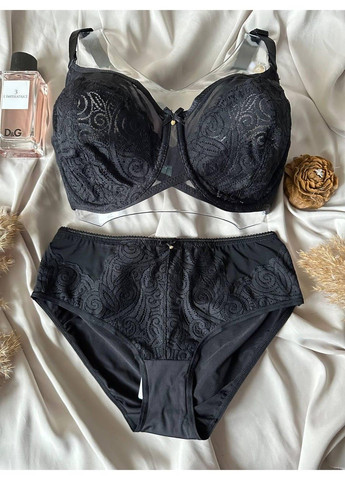 Черный комплект бюстгальтер бюст с мягкой чашкой + трусики слип 11145 черный Lanny Mode