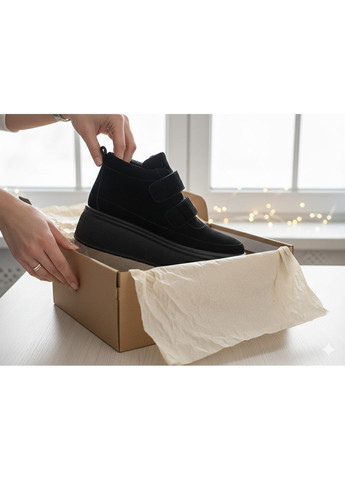 Жіночі зимові черевики з натуральної замші на хутрі, чорні Paradize (370032731)