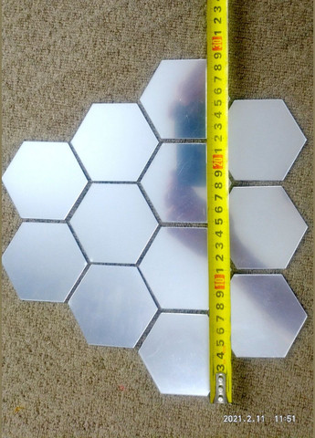 Дзеркальні наклейки шестикутні пластикові Срібні 6,8 х 7,8 х 4 см 12 шт набір Б239 No Brand (302242418)