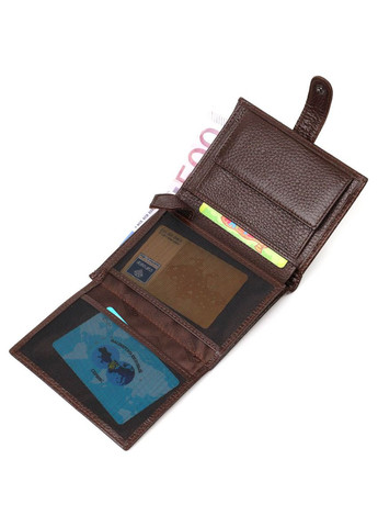 Практичний портмоне для чоловіків з натуральної зернистої шкіри 22056 Коричневий Bond (329146496)
