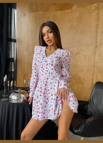 Білий святковий, кежуал жіноча сукня No Brand з квітковим принтом