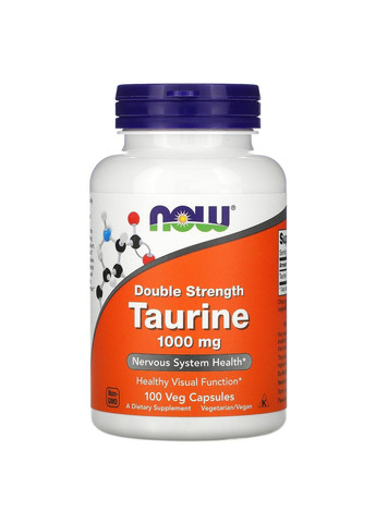 Таурин 1000 мг Taurine двойной концентрации для нервной системы антистресс 100 растительных капсул Now Foods (265294960)